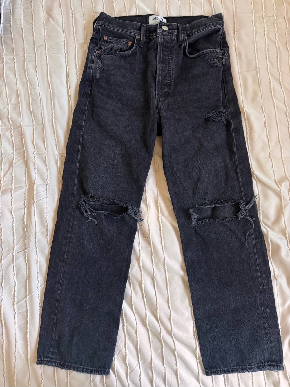 Agolde Black Distressed Relaxed Jeans - Men's